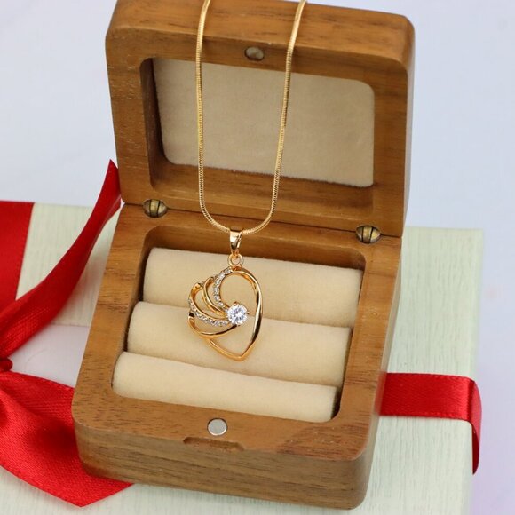 "Rose Gold Heart Pendant with CZ Stone and Twisted Open Design, XPPT1400 - Picture 7 of 13